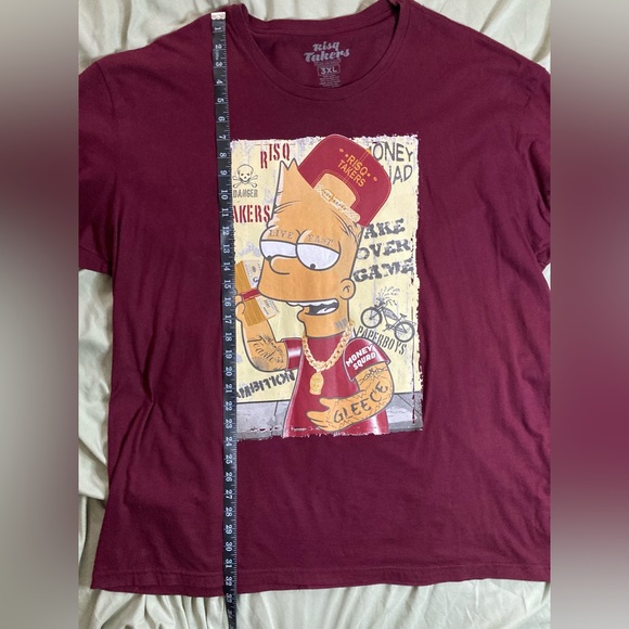 Men’s RISQ TAKERS Graphic T-Shirt, Size 3XL, Bart Simpson - Picture 3 of 6